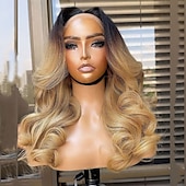 abordables Perruques à dentelle frontale-Perruque Cheveux vierges non transformés Fermeture 5x5 13x4 devant en dentelle Cheveux Brésiliens Ondulé Blond Multicolore Partie libre Femme Densité 130% 150% Cheveux Colorés Ligne de Cheveux