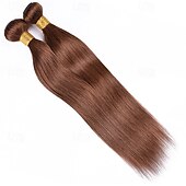 baratos 1 pacote de fios de cabelo humano-4# marrom 1 pacote de cabelo tece cabelo liso extensões de cabelo humano 12-24 polegadas