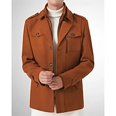 baratos Trench coat masculino-Homens Jaqueta de inverno gótica Peacoat Férias Diário Outono &amp; inverno Poliéster Térmico / Quente Vestível agasalhos Roupa Moda Clássico Tecido Bolsos Lapela Não Trespassado