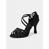 abordables Chaussures de danses latines-chaussures de danse de salon champagne confortables et étincelantes pour femmes - dotées d&#039;une tige en satin doux et d&#039;une semelle de soutien