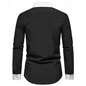 preiswerte Button-Down-Hemden für Herren-Herren Hemd Oberhemd Knopfhemd Farbblock Hochzeit Party Schwarz Weiß Marineblau Blau Langarm Kargen Frühling &amp; Herbst Bekleidung