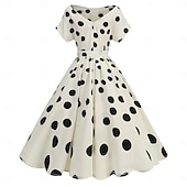 preiswerte Kleider-Retro Vintage 1950er Hepburn Kleid Ausgestelltes Kleid Tupfen Blume / Blumenmuster Kostüm Damen Maskerade Veranstaltung / Fest Junggesellinnenabschiedsparty Festival Erwachsene Kleid