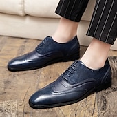 baratos Formal-sapatos oxford brogue bicolor masculinos – combinação de camurça e couro sintético com detalhes em bico fino para ocasiões formais e de negócios