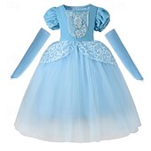 abordables Costumes pour filles-La Reine des neiges Princesse Conte de Fées Elsa Robe de demoiselle d&#039;honneur Costume de soirée à thème Robes en tulle Costume de Carnaval Lumière LED Cosplay de Film for Fille Enfant Halloween
