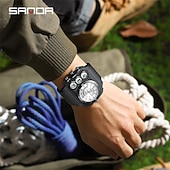 Недорогие Цифровые часы-SANDA Мужчины электронные часы На открытом воздухе Мода Повседневные часы Наручные часы Светящийся будильник С тремя часовыми поясами Календарь ТПУ Часы