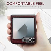 Χαμηλού Κόστους Samsung Θήκη-τηλέφωνο tok Για Samsung Galaxy Z Flip 6 Πίσω Κάλυμμα με βάση στήριξης Μαγνητική Υποστήριξη ασύρματης φόρτισης Ρετρό TPU PU δέρμα