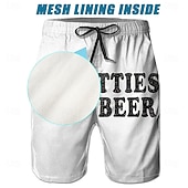baratos Comida &amp; Bebidas-Homens Com letras estampadas Engraçado Cerveja Calção Justo de Natação Shorts de Natação Bermuda de Surf Cintura Média Roupa de rua Havaiana Casual Diário Feriado Bolsos Com Cordão Cintura elástica
