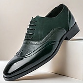 baratos Formal-sapatos oxford brogue bicolor masculinos – combinação de camurça e couro sintético com detalhes em bico fino para ocasiões formais e de negócios
