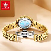 levne Quartz hodinky-olevs značka olevs dámská móda mechanické hodinky svítící kalendář módní trend římský ciferník quartz hodinky jednoduché volnočasové voděodolné sportovní dámské náramkové hodinky drahokamy