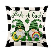 billiga Kuddfodral för semester-dekorativa slängkuddar fodral saint patrick&#039;s day 1 st shamrock mjukt fyrkantigt kuddfodral örngott för sovrum vardagsrum soffa soffstol
