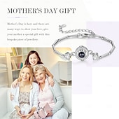 cheap For Women-Personalized Projection Bracelet Custom Best Gift for Mom – Rhodium-Plated Couple Themed Bracelet with Photo Projection, Ideal for Wedding, Mother&#039;s Day, or Girlfriend Gift