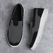 levne Pánské nazouváky a mokasíny-pánské béžové plátěné slip-on mokasíny – lehké prodyšné boty pro volný čas pro každodenní nošení a outdoorové aktivity