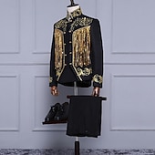 cheap Outfits-Retro Vintage 1980s Pants Outfits Suits &amp; Blazers Prince Aristocrat Sequins Jacquard Fancy Dress Men's Halloween Carnival Masquerade Party Performance Pride Parade Adults' Coat Pants