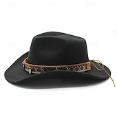 cheap Fedora Hat-Men&#039;s Kentucky Derby Hat Sun Hat Cowboy Hat Fedora Trilby Hat Black Wine Woolen Vintage Style Fashion 18th Century State of Texas Daily Theme Party Solid / Plain Color Sunscreen Cosplay