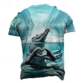 ieftine Tricouri cu imprimeu animal-Bărbați Crocodil Amuzant Tricou Manșon scurt Tricou Tipărire 3D Stil Nautic Cămașă Exagerat Designer Petrecere Concediu Albastru piscină Vară Primăvară Îmbrăcăminte S M L XL XXL XXXL