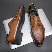 economico Formale-eleganti scarpe oxford in similpelle marrone con punta traforata per uomo | perfette per matrimoni, affari e occasioni formali