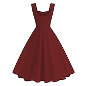 cheap Dresses-Retro Vintage 1950s Cocktail Dress Dress Flare Dress Solid Color Women&#039;s Masquerade Event / Party Bachelorette Party Festival Adults&#039; Dress Homecoming Dresses
