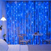 economico Striscie luci ad energia solare-luci a stringa da 3 m alimentate ad energia solare 300 LED con telecomando a 13 tasti bianco caldo bianco freddo blu luci natalizie per interni festa matrimonio 1 pz