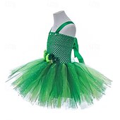 levne Šaty s pohádkovým motivem-Děti Dívčí Cosplay šaty Šaty na párty Pevná barva Květiny Bez rukávů Výkon Narozeniny Síťka Krásná Sladký Polyester Délka ke kolenům Šaty na párty Áčkové šaty Tylové šaty Léto 4-12 let Trávová zelená
