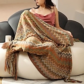 abordables Couvertures et plaids-Couverture tissée bohème au design unique et artistique avec des motifs complexes, douce et confortable, idéale pour ajouter une touche bohème à votre lit, canapé ou décoration de salon, parfaite pour