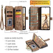 abordables Carcasas Samsung-Funda para teléfono Samsung Galaxy Z Fold 6 Z Fold 5 Z Fold 4 Z Fold 3 funda de billetera con soporte de pie cremallera retro TPU PU cuero