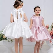 preiswerte Kleider für die Blumenmädchen-kinderkleidung Mädchen Blumenmädchen Kleid Kleid für die Erstkommunion Party Kleid Feste Farbe Ärmellos Leistung Hochzeit Party Gitter Prinzessin Süß Gitter Mitte der Wade Etuikleid Tüll-Kleid Sommer