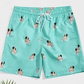 baratos calções de banho e calções de surf-Homens Calção Justo de Natação Shorts de Natação Bermuda de Surf Roupa de banho Com Cordão Com bolsos Natação Surfe Praia Esportes Aquáticos Tropical Estampado Verão Primavera