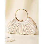 ieftine Nuntă ACC-clutch elegant din catifea plisata verde cu maner inel auriu - geanta de seara de dama, perfecta pentru nunti, petreceri si evenimente formale