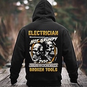cheap Men&#039;s 3D Hoodies-Men&#039;s Electrician Hoodies Sweatshirt Fashion Long Sleeve Crew Neck Holiday Streetwear Black Blue Drawstring Fall Winter Designer