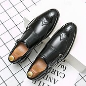 cheap Formal-Men&#039;s Brown Double Monk Strap Dress Shoes – Genuine Faux Leather Brogue Oxford Shoes for Formal Events and Office Wear