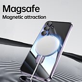 economico Cover Samsung-Custodia per telefono per Samsung Galaxy S24 Ultra S24 Plus S24 FE S25 Ultra con supporto per stand ricarica wireless placcatura retro magnetica