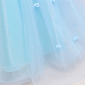 cheap Flower Girl&#039;s Dresses-Flower Girl Dress Kid&#039;s Girls&#039; Princess Dress Performance Wedding Party Elegant Beautiful Mesh Solid Color Sleeveless Crew Neck Light Pink White 4 years+