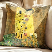 levne Vintage styl-slavný obraz oboustranný povlak na polštář 4ks gustav klimt měkký dekorativní čtvercový povlak na polštář povlak na polštář do ložnice obývací pokoj pohovka gauč křeslo