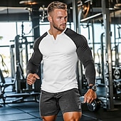 billige Vaffelstrikket T-skjorte-Herre Vaffel T-skjorte Vaffelskjorte T skjorte T-skjorte Langermet V-hals Vår &amp; Vinter Fargeblokk Mote Designer Grunnleggende Lapper Gate Sport Fritid / hverdag Svart Grå Navyblå Topp T-skjorte for