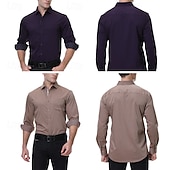 cheap Men&#039;s Non Iron Shirts-Men&#039;s Shirt Dress Shirt Button Up Shirt Plain Wedding Party Black White Pink Wine Long Sleeve Lapel Spring &amp;  Fall Clothing Apparel