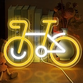 رخيصةأون إضاءات نيون LED-لافتة نيون للدراجة بسيطة، لافتة نيون للدراجة 5 فولت تعمل بالطاقة عبر USB للديكور المنزلي، غرفة المعيشة، ديكور المنزل، ديكور تمثال للطاولة الجانبية، ديكور جداري فني للدراجة