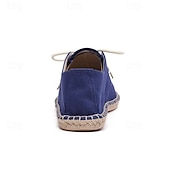 baratos Ténis para Homem-sapatos masculinos de lona azul espadrille com cadarço e sola de corda de juta – calçados casuais confortáveis de verão