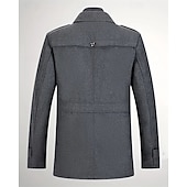 baratos Trench coat masculino-Homens Jaqueta de inverno gótica Peacoat Férias Diário Outono &amp; inverno Poliéster Térmico / Quente Vestível agasalhos Roupa Moda Clássico Tecido Bolsos Lapela Não Trespassado
