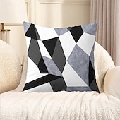 baratos estilo geométrico-Capa de almofada decorativa com padrão argyle 1 peça, capa de almofada quadrada macia, fronha para quarto, sala de estar, sofá, cadeira, preto, cinza, branco, vermelho, verde