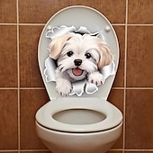 preiswerte Dekorative Wandaufkleber-lustiger weißer Toilettensitzaufkleber mit Hund - einfach anzubringen, entfernbar, Badezimmerwand &amp;Türaufkleber für eine verspielte Note