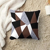 baratos estilo geométrico-Capa de almofada decorativa com padrão argyle 1 peça, capa de almofada quadrada macia, fronha para quarto, sala de estar, sofá, cadeira, preto, cinza, branco, vermelho, verde