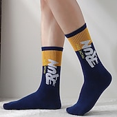 זול גרבי גברים-בגדי ריקוד גברים 5 זוגות רב חבילות גרביים גרבי צוות גרביים לריצה גרביים ליומיום שחור לבן צבע קולור בלוק אותיות חופשה ספורט וחוץ יומי בסיסי בינוני אביב סתיו אופנתי יום יומי