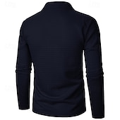 olcso Vakáció-Férfi Gofris pólóingek Quarter Zip Polo Napi Szabadság Negyed irányítószám Hosszú ujj Divat Modern Sima Tavasz Ősz Normál Fekete Fehér Bor Sötétkék Khakizöld Katonai zöld Gofris pólóingek