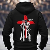 economico felpe 3d da uomo-Per uomo Cavalieri Templari Felpe Felpa Soprabiti Felpa con cappuccio Girocollo Di tendenza Stampa 3D Per eventi Abbigliamento di strada Nero Rosso A cordoncino Autunno Inverno progettista
