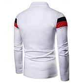 preiswerte Klassisches Poloshirt für Herren-Herren Golfhemd Golf Poloshirts Arbeit Casual Kargen Langarm Basic Modern Farbblock Patchwork Knopf Frühling &amp; Herbst Regular Fit Schwarz Weiß Gelb Golfhemd