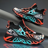 economico Sneakers da uomo-eleganti sneakers rosse da uomo con motivo a fiamma - eleganti e comode, perfette per feste o uscite informali