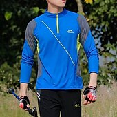 economico Cime-Per uomo maglietta T-shirt da escursione Manica lunga Chiusura lampo quarto Maglietta Maglietta con muscoli Maglietta elasticizzata per bodybuilding Esterno Asciugatura rapida Allenarsi Morbido