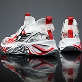 economico Sneakers da uomo-eleganti sneakers rosse da uomo con motivo a fiamma - eleganti e comode, perfette per feste o uscite informali