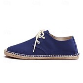 baratos Ténis para Homem-sapatos masculinos de lona azul espadrille com cadarço e sola de corda de juta – calçados casuais confortáveis de verão