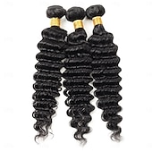 cheap 3 Bundles Human Hair Weaves-3 Bundles Hair Weaves Brazilian Hair Deep Wave Human Hair Extensions 8-28 Inch